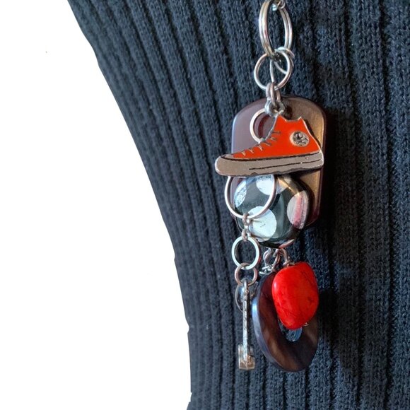 OPERA long Elegant Silver Pendant Necklace - converse skates charms - Picture 3 of 7